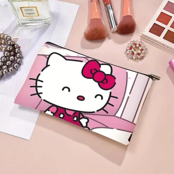 Hello Kitty Pink Cute Makeup / Cosmetic Bag  Zipper / Lightweight - Picture 1 of 2